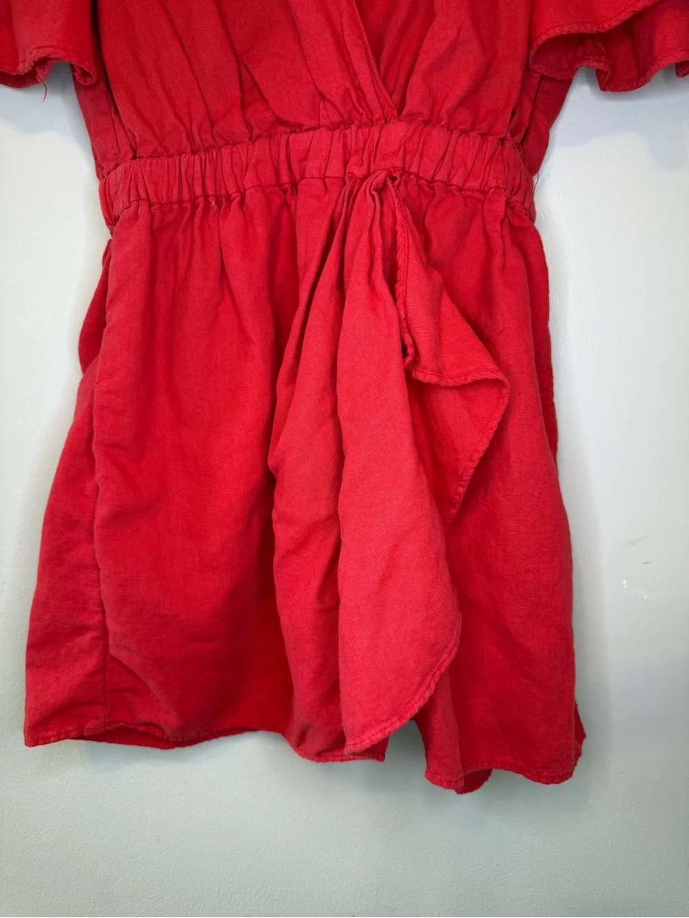 Red Zara Linen Playsuit Size S